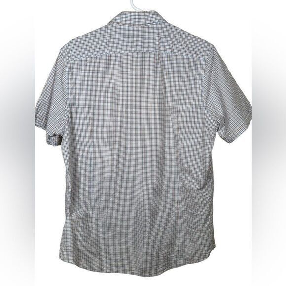Murano Mens Shirt L Blue Plaid Short Sleeve Snap Button slim fit‎ Preppy College - Picture 3 of 7